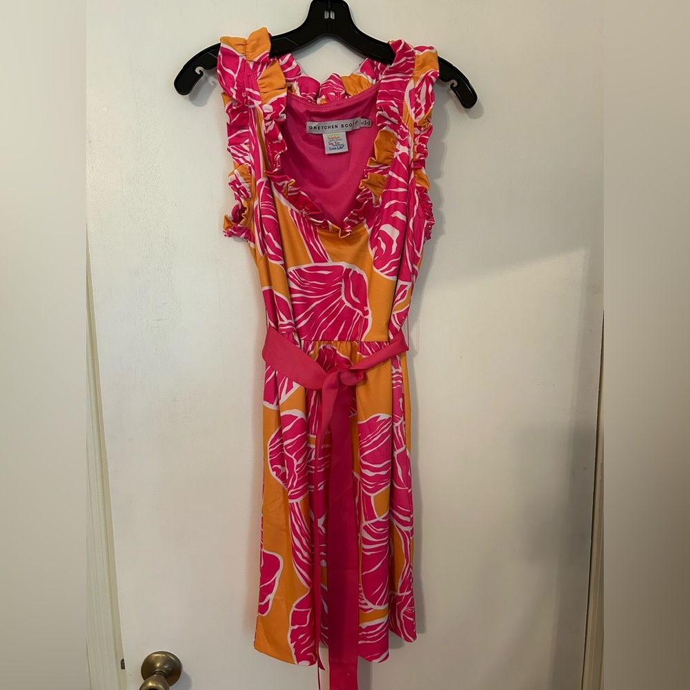Gretchen Scott Pink and Orange Ruffle Dress